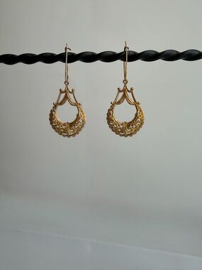 Gold Filigree Drop Earrings - Women Jewelry